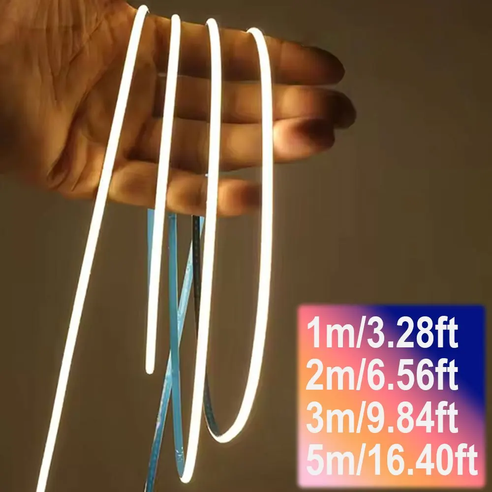USB-Powered COB LED Strip Light 3mm Ultra-Thin Flexible Neon Light Warm White&White,for Indoor Home Kitchen Room Decor,Festive