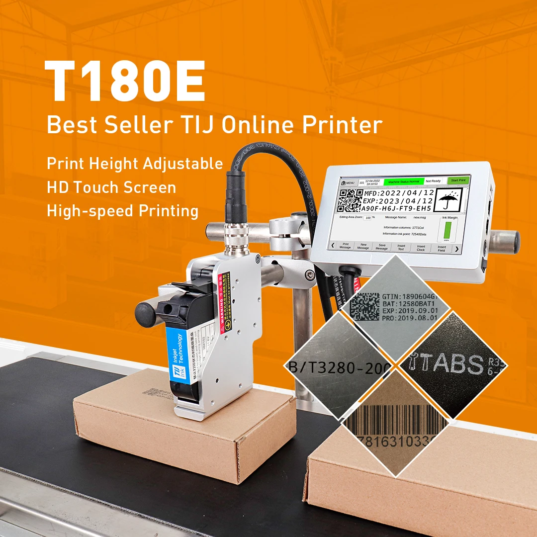 For Wholesale 12.7mm TIJ Online Industrial Inkjet Printer T180P Expiry Date Printing Machine For Code Batch Number