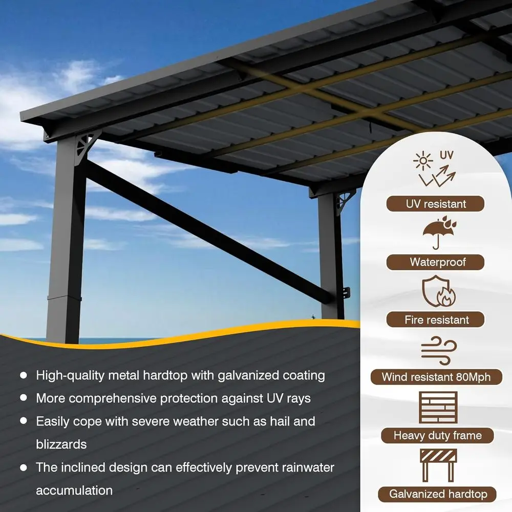 8' x 8' Outdoor Hardtop Gazebo with Galvanized Steel Roof, Ideal for Patios and Backyards view 5