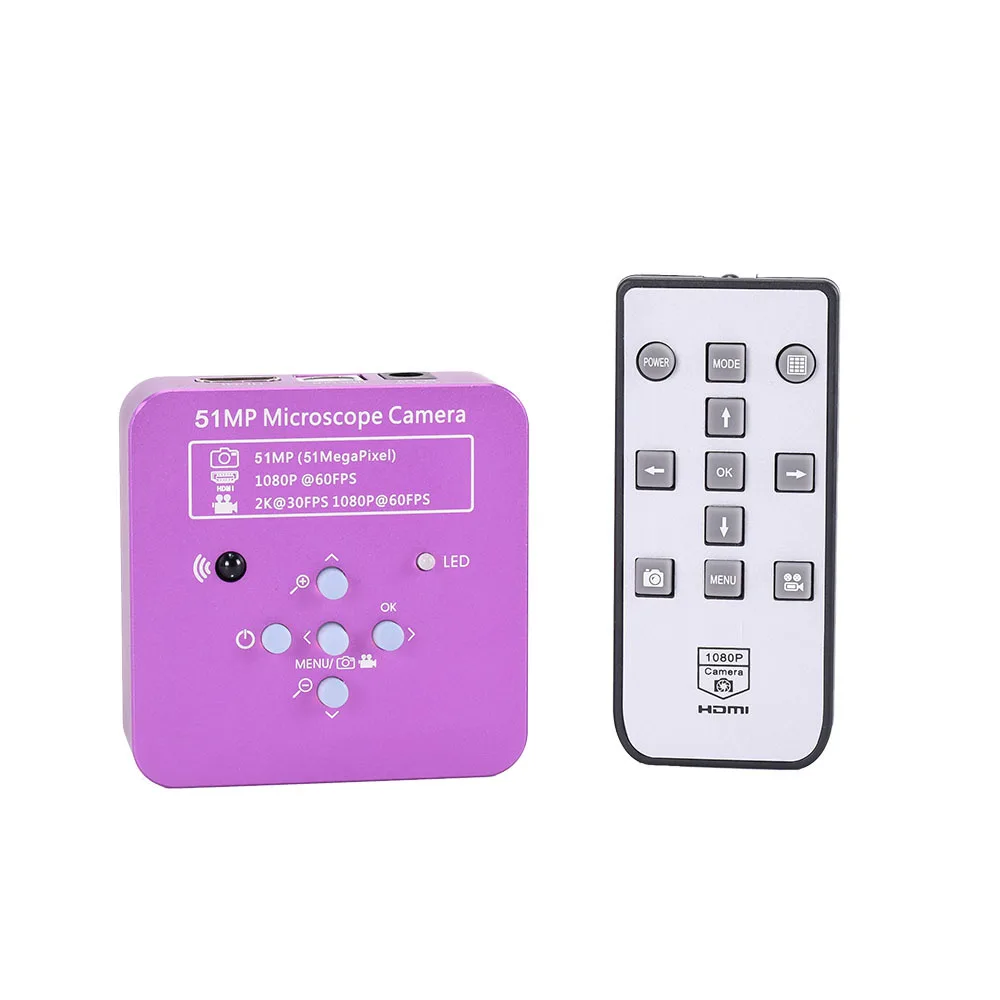 Video Microscope 51MP USB Industrial Microscope Camera 1080P 60FPS 130X C-mount Lens LED Light For Repair Soldering Chip