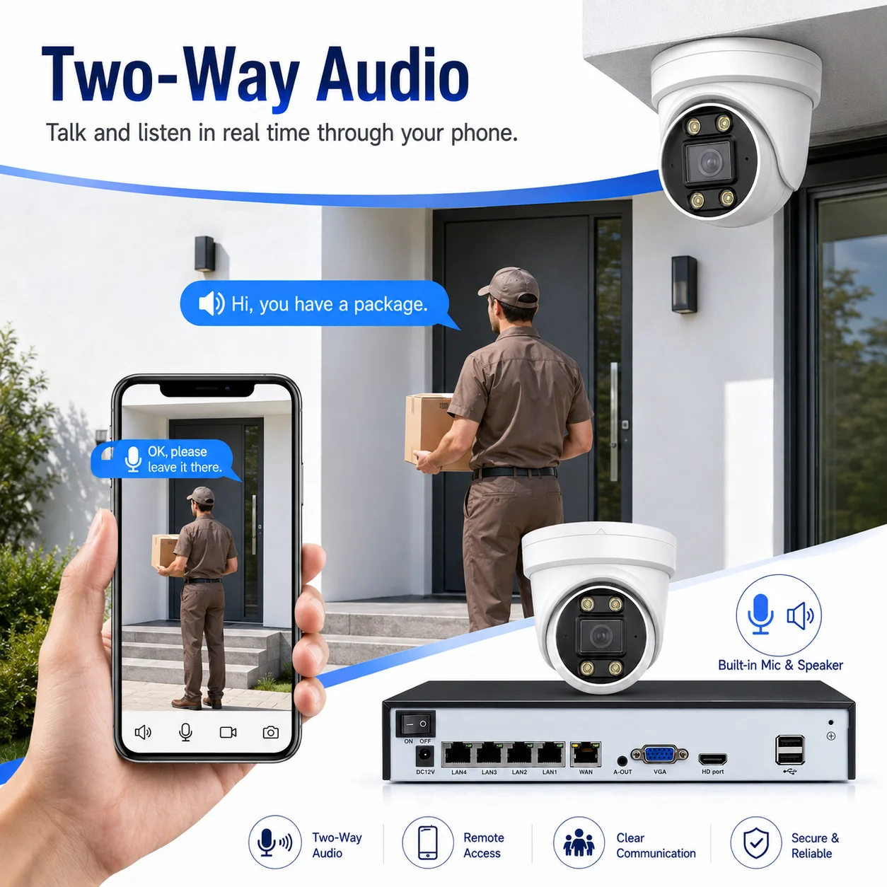 4CH POE Security Camera System H.265 8MP 4K Tuya NVR Kit AI Human Vehicle Detection Full Color Night Vision Two-Way Audio