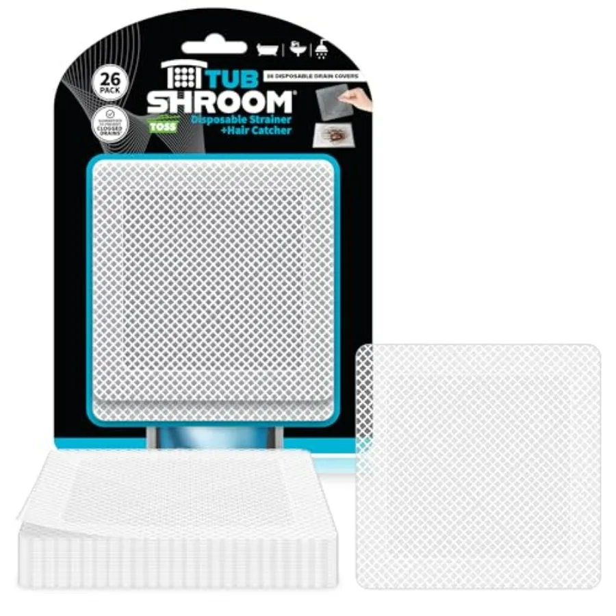 

26 Pack Square Disposable Drain Cover - Hair Catcher Mesh Sticker Strainers for Shower Bathtub and Bathroom - Hair Catcher Stic
