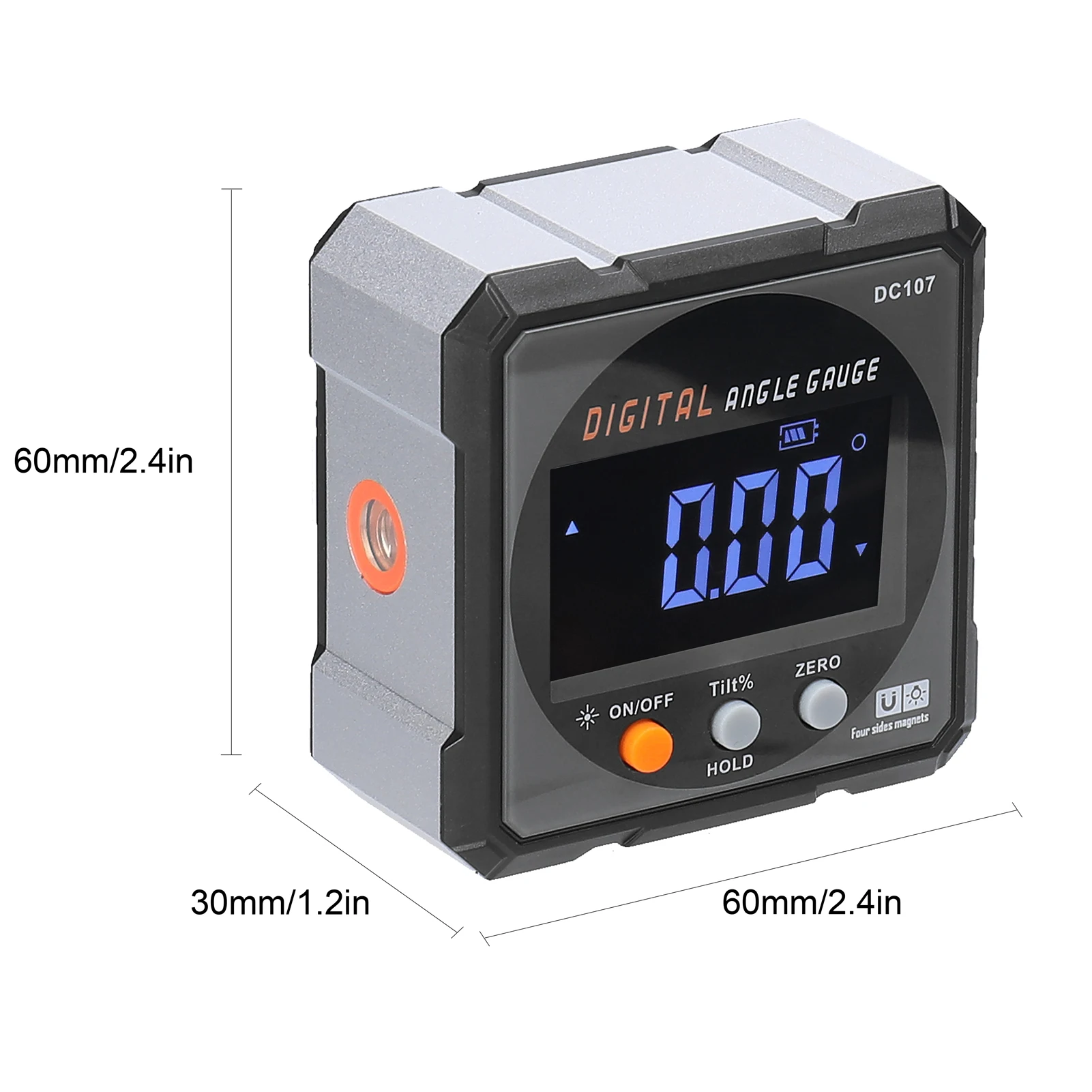 4*90° Digital Protractor Inclinometer IP54 Grade Absolute Relative Measurement Data Hold Function Two-way Inclination Box