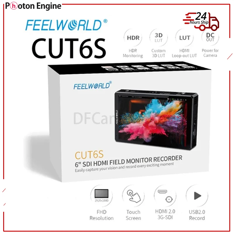 FEELWORLD CUT6 CUT6S 1920x1080 3D LUT Portable Monitor 6 inch Touch Screen Video Monitor Recorder Monitor Support IPS 4K HDMI-