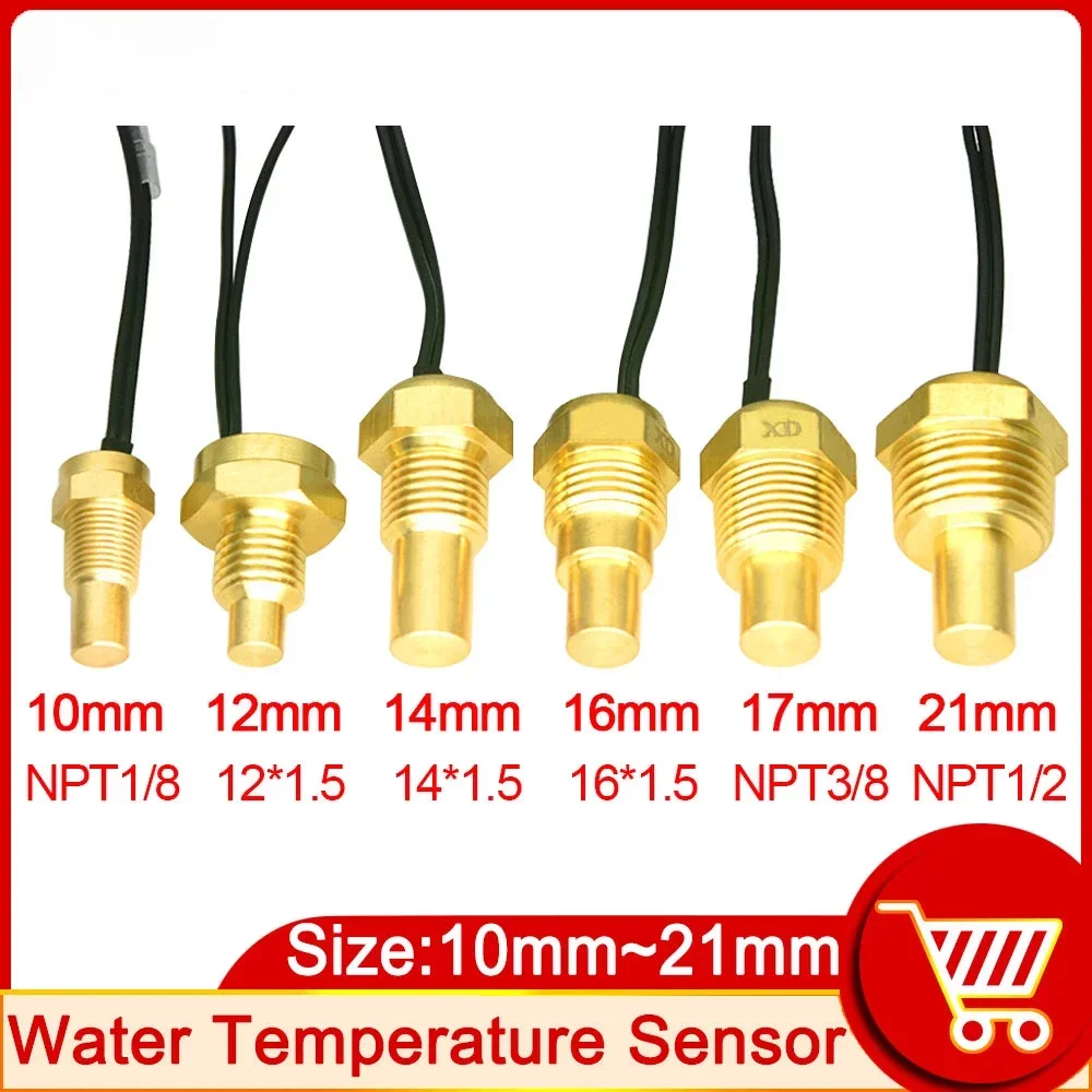 

12V/24V Water Temperature Sensor Temp Sender 50K Head Plug 10MM 12MM 14MM 16MM For Car Truck Gauge Electric Meter NPT 3/8 1/8