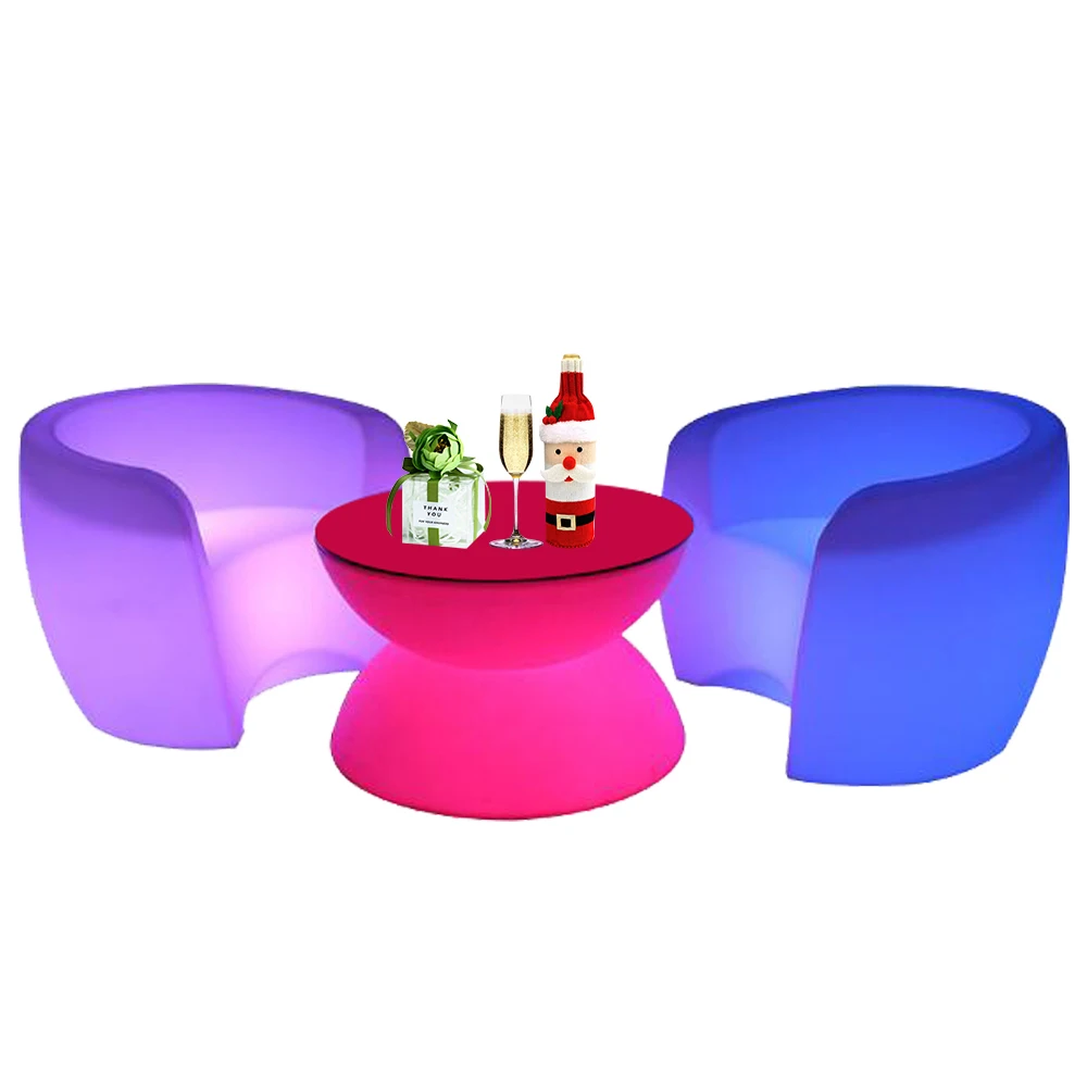 Tabouret et chaises LED rechargeables avec télécommande, mobilier d'extérieur, tables de bar