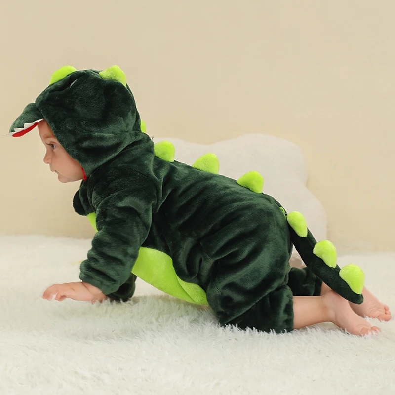 MICHatteign- Barboteuse de dinosaure Kigurumi pour bébé, combinaison d'animaux de dessin animé pour tout-petits, costume de batterie pour bébé, cosplay d'Halloween pour garçon et fille, vêtements pour enfants