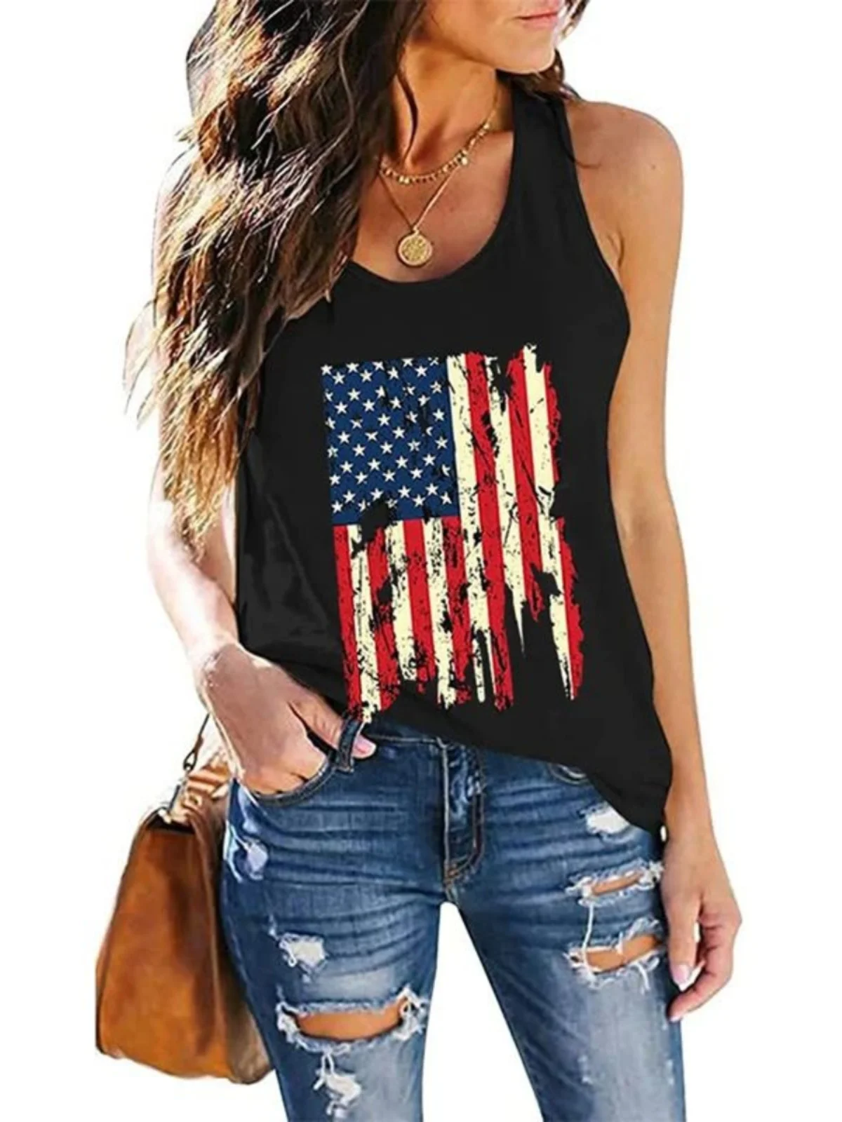 

Women's Faionable Casual 3D Printed Vest Street Sle Loose Fit Tank Top Other Material 00% Summer New Arrivals