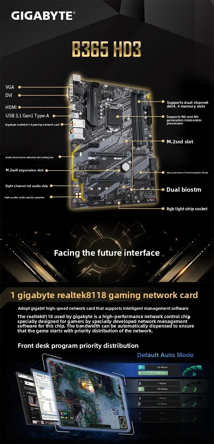 مناسبة للكمبيوتر المكتبي مناسبة للوحة الرئيسية للعبة Jia B365 HD3 تدعم WIN7 دعم 9400F B365