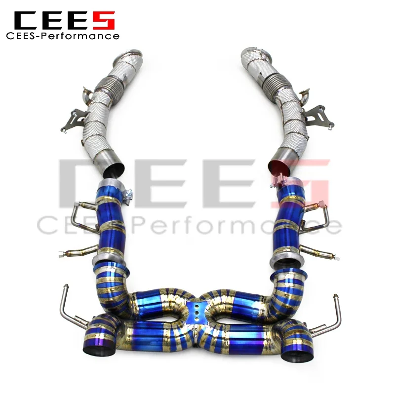 CEES Catback Downpipe for Ferrari SF90 3.9T V8 2019-2023 Enhanced Exhaust Pipe Muffler with OEM Valve System