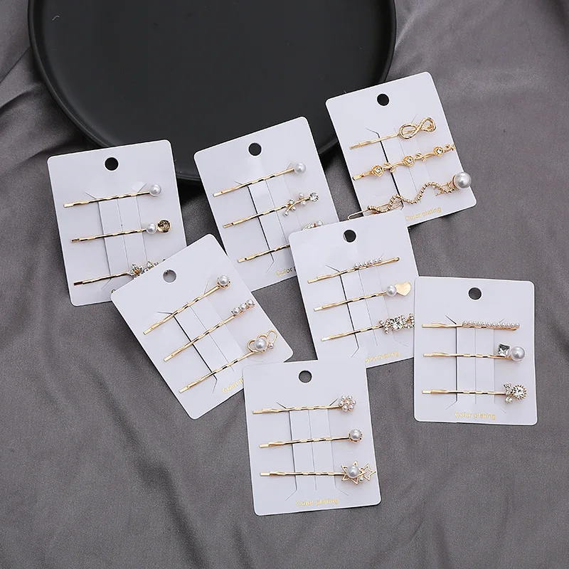 

Simple Rhinestone Pearl Hair Clip Set for Girls Side Bangs Delicate Hair Accessories Cute Decor Sturdy