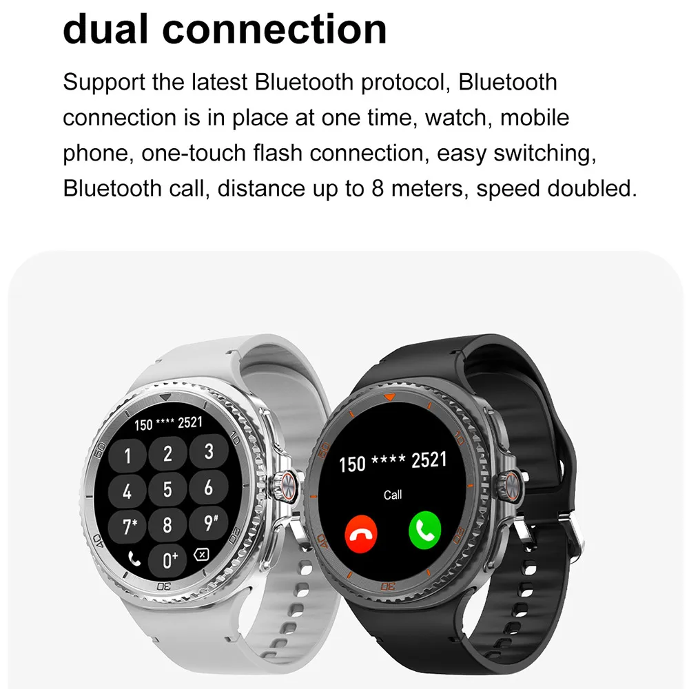 Nowy Smartwatch DT Watch 8 Classic 2025, 1 GB Pamięci, Muzyka, Wideo, Połączenia Bluetooth, Wodoodporność IP68, Ekran AMOLED, Kompatybilny z Słuchawkami TWS
