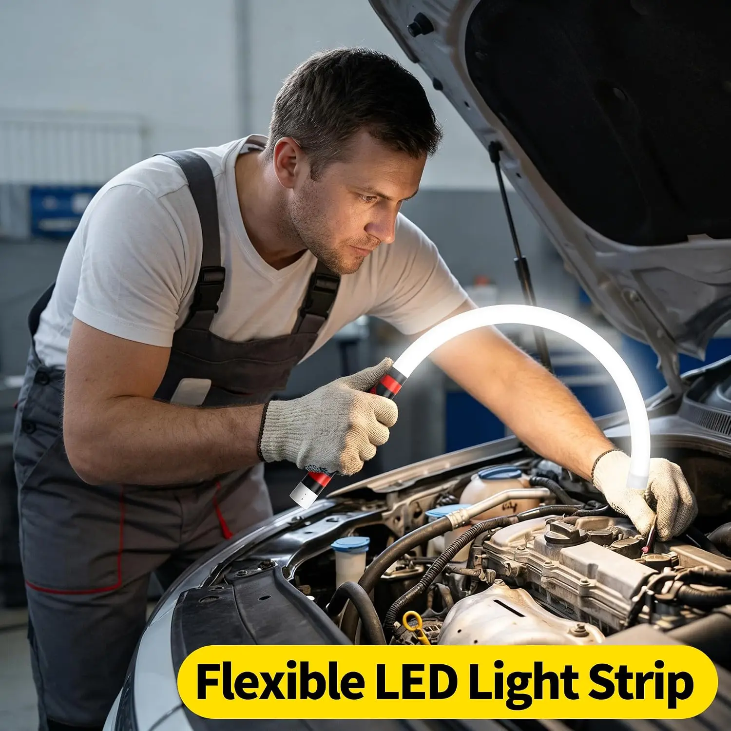1x Flexible LED Light Stick 30＂Rechargeable Bendable Work Light With 3 Modes,Used For Garage Inspection Lighting Under Car Hood