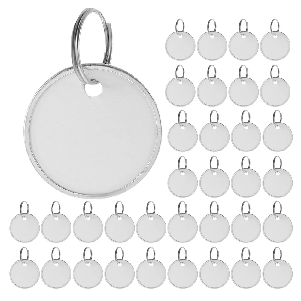 80Pcs Metal Key Tags Blank Round Paper Labels Tags Split Rings for Home Office Car Party DIY Projects House Key Tag