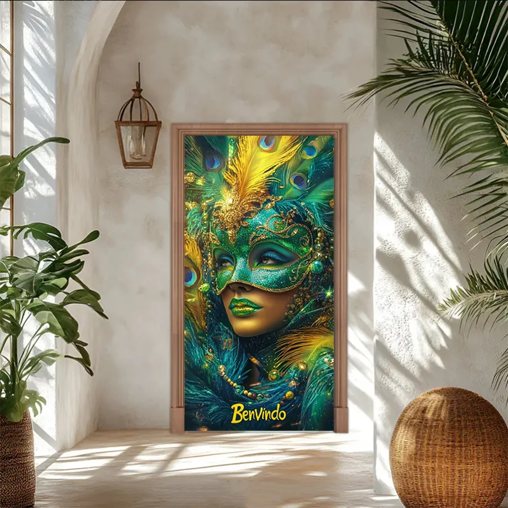 Venetian Mask Feather Flower Party Background Decoration Carnival Perform Door Cover Lady Mask Masquerade Photo Backdrop Gifts