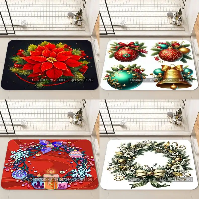 

Colorful Poinsettia Pattern Mat Living Room Decoration Home Sofa Non-Slip Carpet Study Bedroom Tatami Children'S Soft Floor Mat