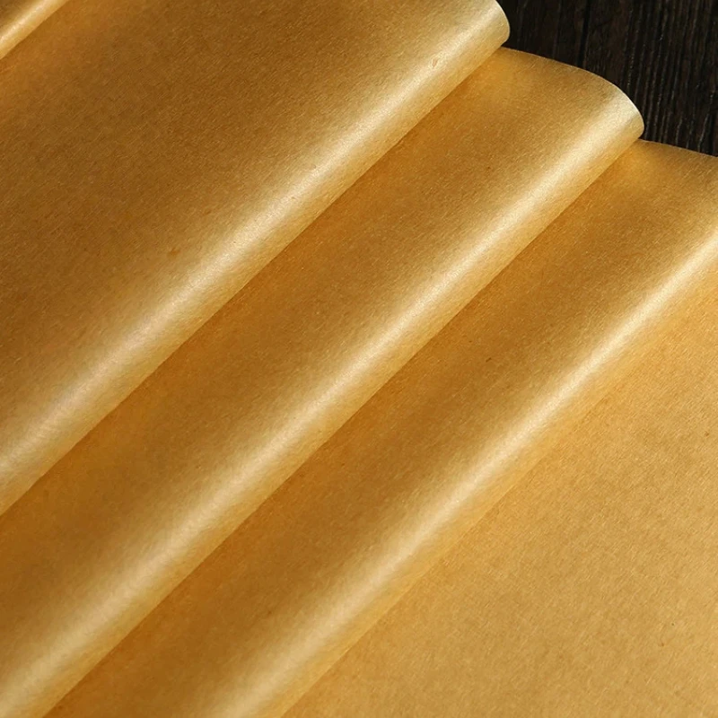 handmade-yanpi-bark-half-raw-rice-paper-cicada-wing-thin-gold-speckled-antique-letter-paper-small-script-calligraphy-xuan-paper