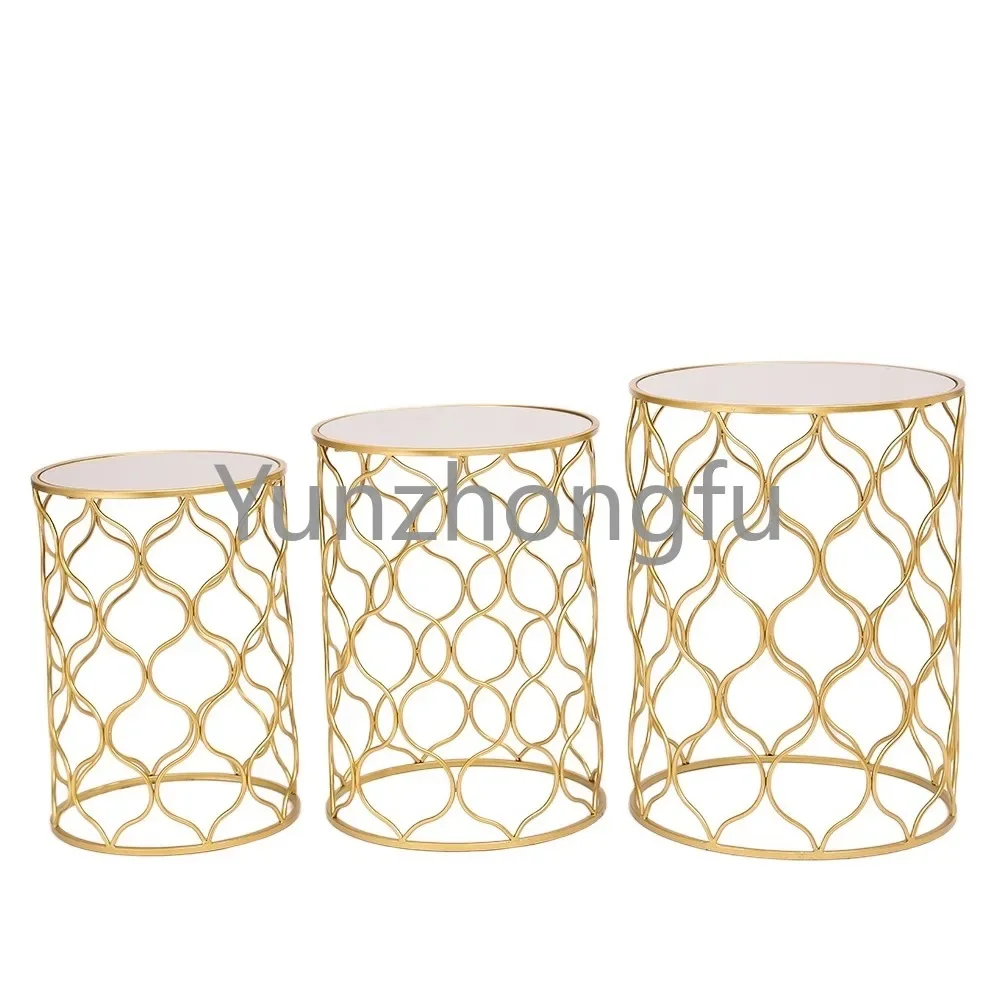 Luxurious gold iron art coffee table home decoration