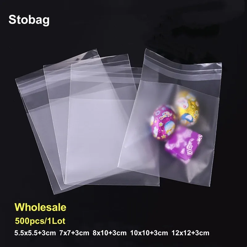 

StoBag 500pcs Wholesale Frosted Cookies Packaging Bag Self-adhesive Plastic Small Baking Biscuit DIY Cake Candy Christmas Favors