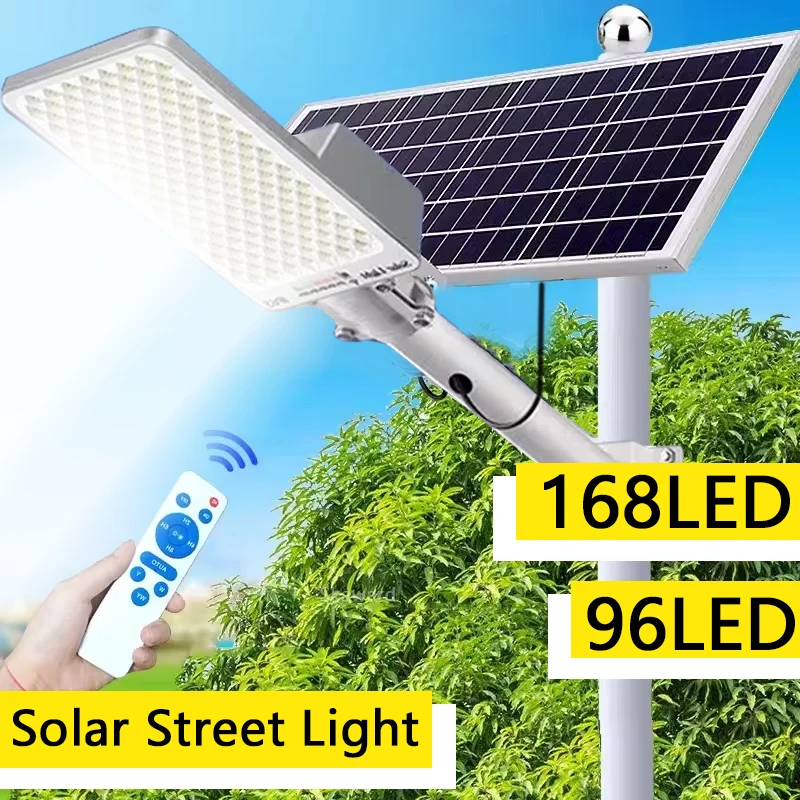 

96/168LED Super Bright Solar Street Lamp 6500K Floodlight IP67 High Lumen Outdoor Solar Road Light Dusk To Dawn Solar Wall Lamp