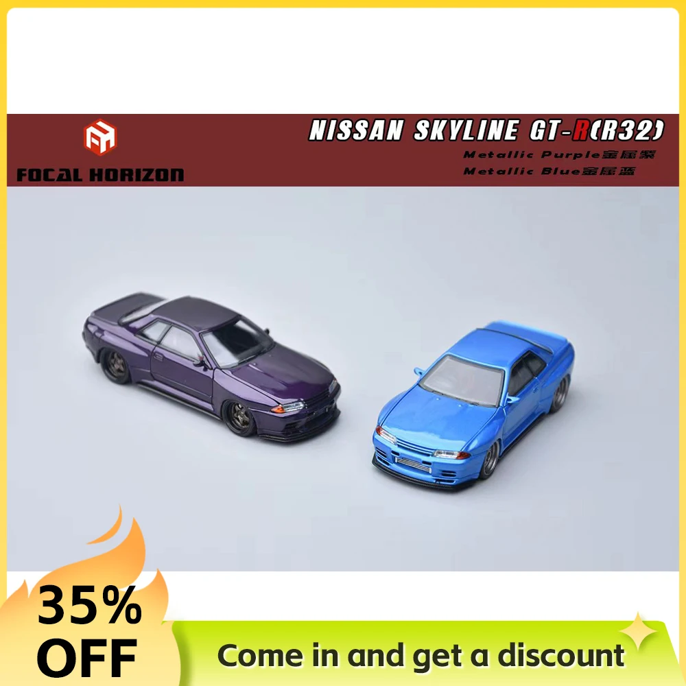 【先行販売】フォーカルホライズン-1-64-スカイライン-gt-r-r32-ダイキャスト合金モデル、jdmの象徴的なスポーツカー、ファン向けのコレクタブルディスプレイ玩具