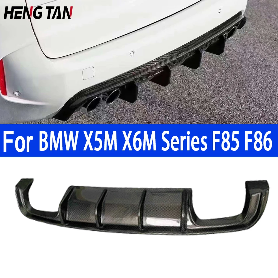 Carbon Fiber Rear Lip Diffuser For BMW X5M X6M Series F85 F86 M Sport 2019Years later  V Style Back Bumper Hugger Spoiler