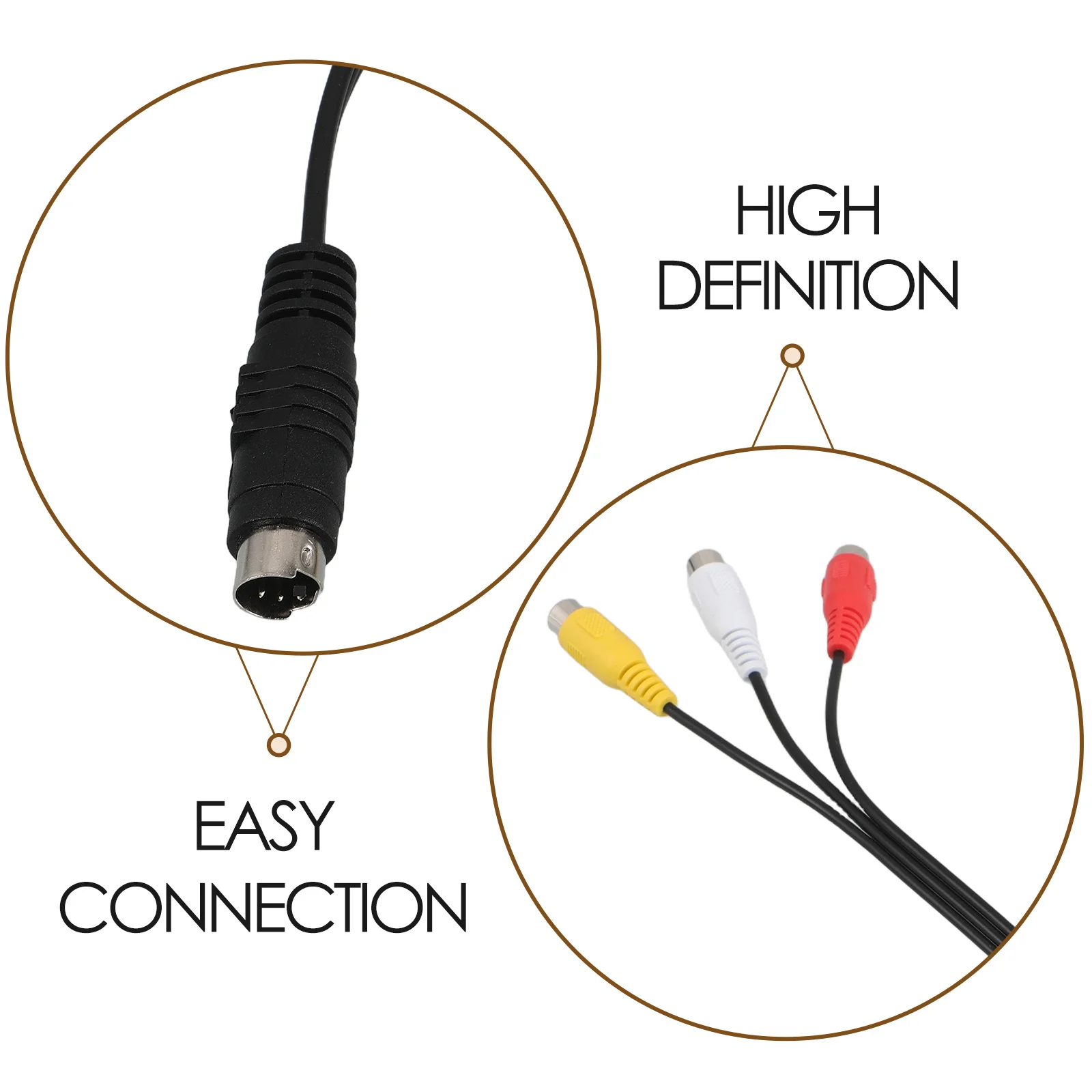 

2pcs Adapter Cable: 4-Pin S-Video To 3Rca Composite Audio Video Cable For Projector Monitor High-Definition Transmission