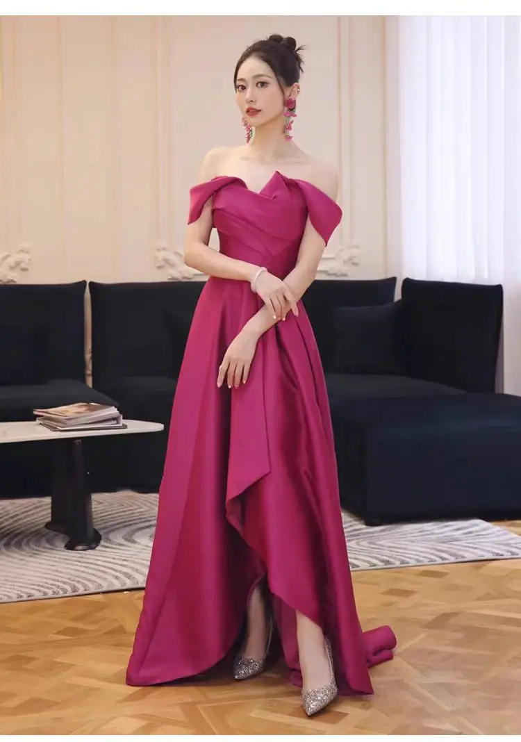 Abiti da sposa in raso con linea A Abiti da donna sexy con spalle scoperte Fromal Abiti da ballo per feste Abiti da sera personalizzati con spacco laterale a cuore