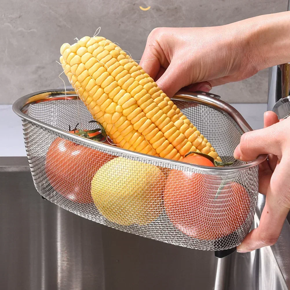 For Kitchen Sink Corner Strainer Basket Stainless Steel Sink Strainer Corner Placement Clog Prevention Corrosion-resistant