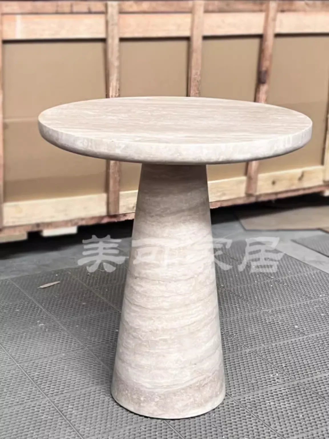 Modern Minimalist Travertine Marble Side Table Small Round Side Table For Living Room