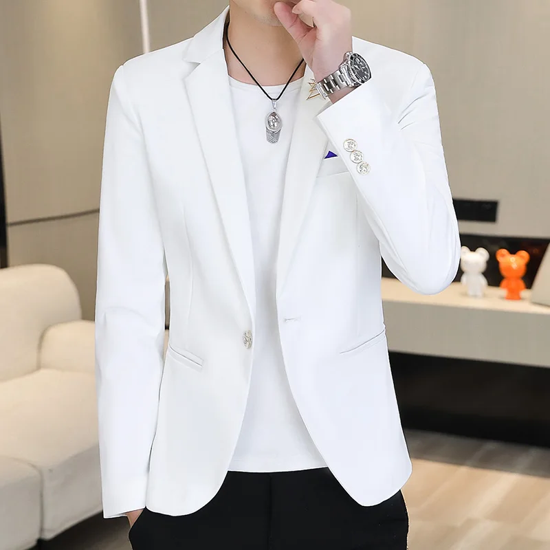 The new autumn men's mini suit is fashionable, trendy, slimming, cool and high-end Korean-style top and suit jacket