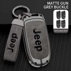 Zinc Alloy Leather Car Logo Key Cover Case For Jeep Grand Cherokee XJ Renegade Compass Wrangler JK TJ Patriot SRT Trail Hawk