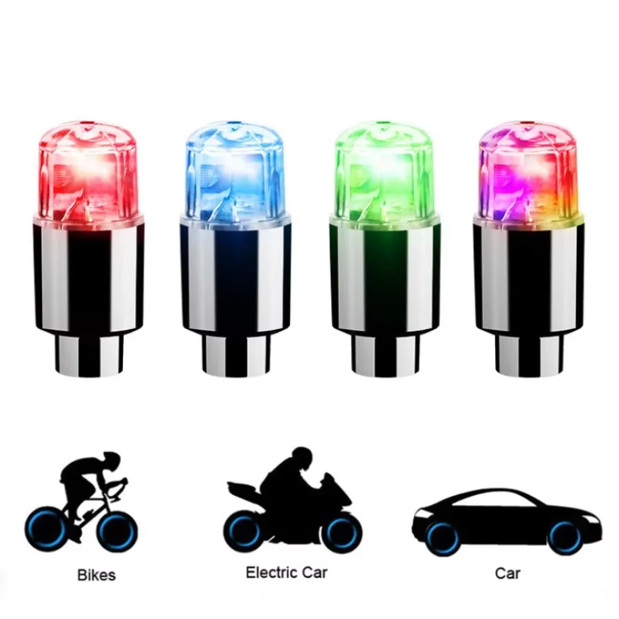 Tire Valves Cap Light fit for Car Motorcycle Bicycle Wheel Tyre LED Colorful Lamp Cycling Hub Glowing Bulb Accessories 2x