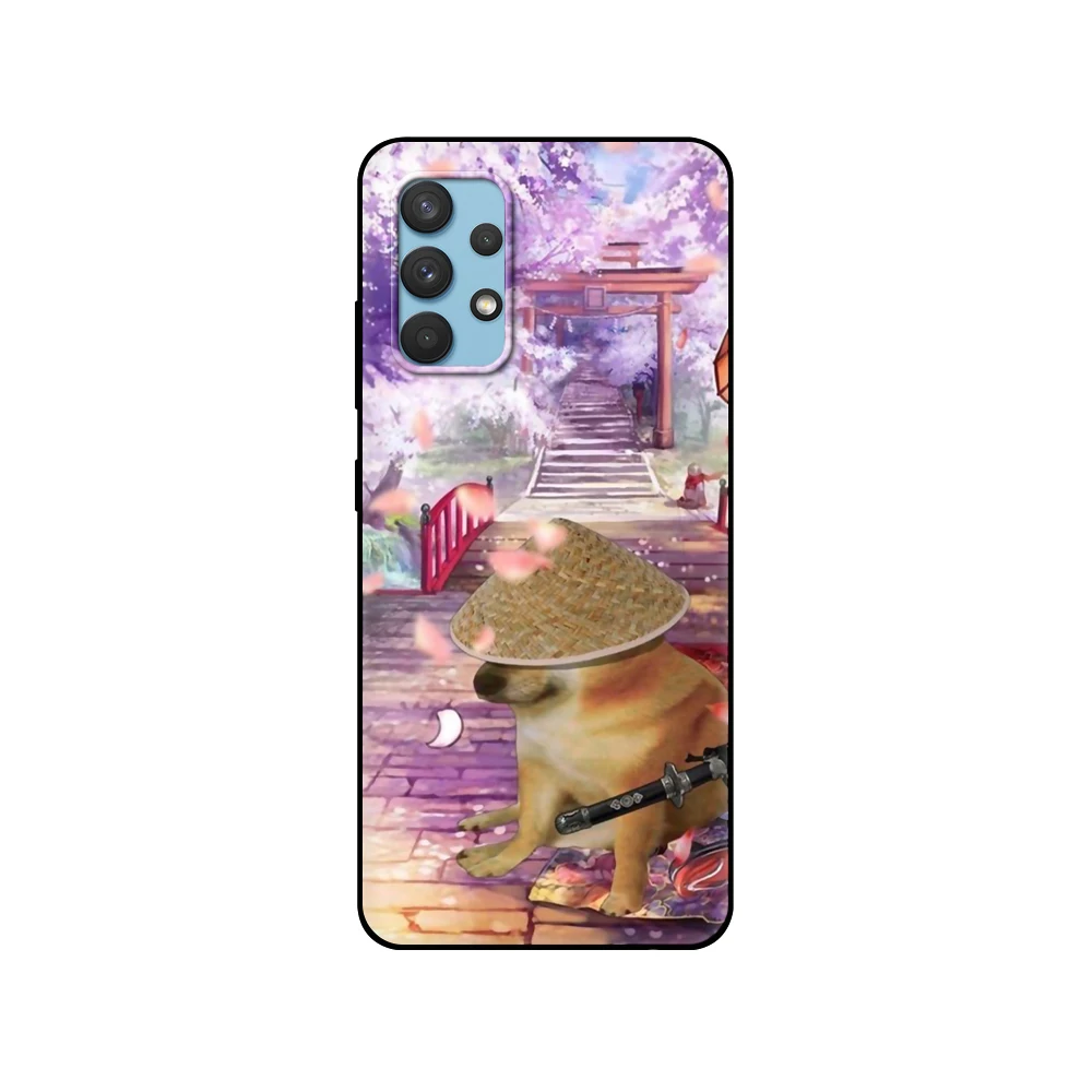 Doge Dog Cheems meme Black tpu Case For Samsung galaxy M53 M13 M62 A12 A22 A22S A32 A42 A52 A52S A72 4g 5g A20S