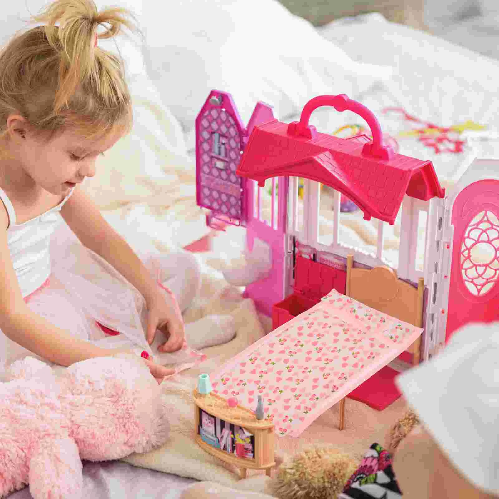 Hauslaken Miniaturkissen Bettzubehör Steppdecke Babybettwäsche Kit Stoffzubehör Schlafzimmer Dekor Spielzeug