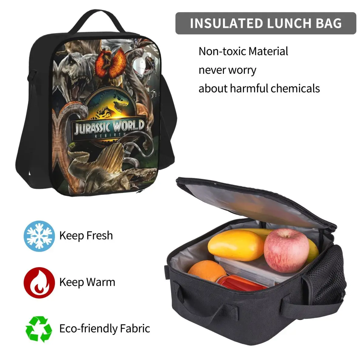 Dinosaur World Jurassic World 3pecs/set Ransel untuk Remaja Laptop Tas Kanvas Tas Makan Siang Tempat Pensil
