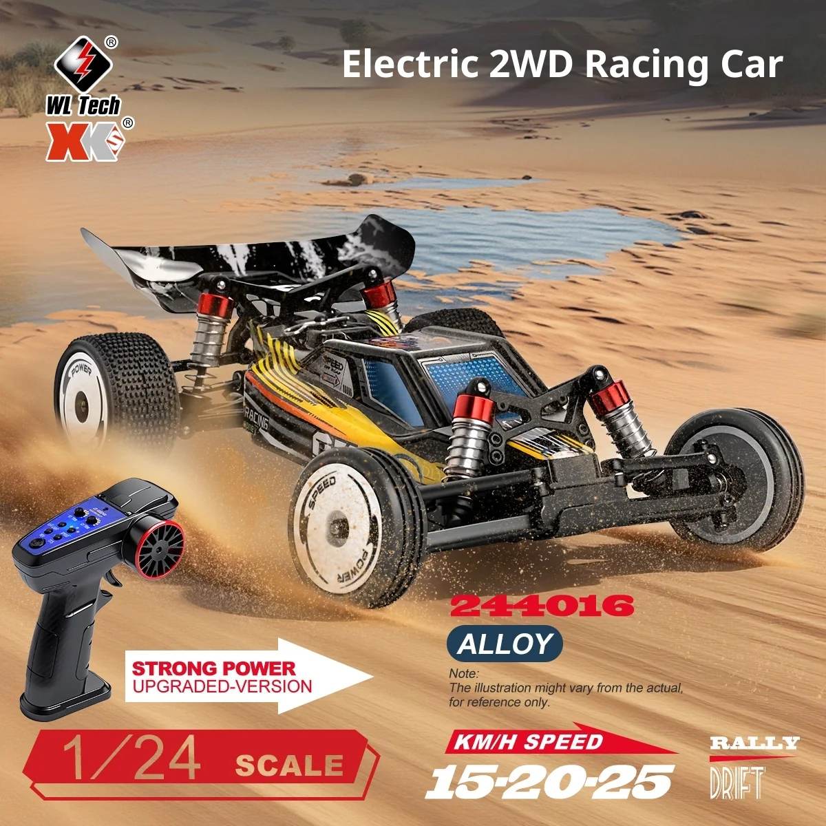 รถบังคับวิทยุ WLtoys 244016 ความเร็วสูง ขนาด 1:24 ขับเคลื่อนสองล้อ ระบบควบคุมแบบ Full Proportional รถดริฟท์ขนาดเล็ก ของเล่นสำหรับเด็กผู้ชาย