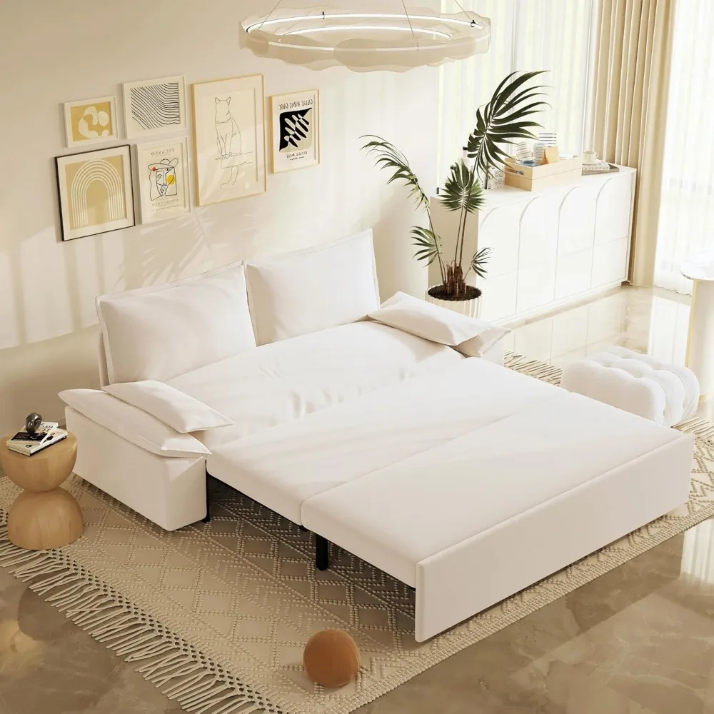 

3 in 1 Convertible Queen Sleeper Sofa Bed Comfy Pull Out Futon Couch Bed 70.1" Modern Velvet Recliner Loveseat Sofa Multi-Functi