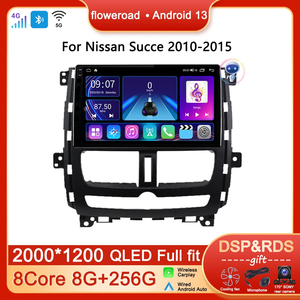 

WIFI Car Radio Multimedia Player Android For Nissan Succe 2010-2015 Navigation Stereo Carplay Auto GPS No 2DIN Video QLED Screen