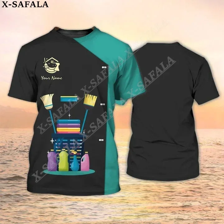 Housekeeping Cleaning Service 3D Print High Quality Milk Fiber Normal T-shirt Summer Round Neck Men Female Casual Top-5