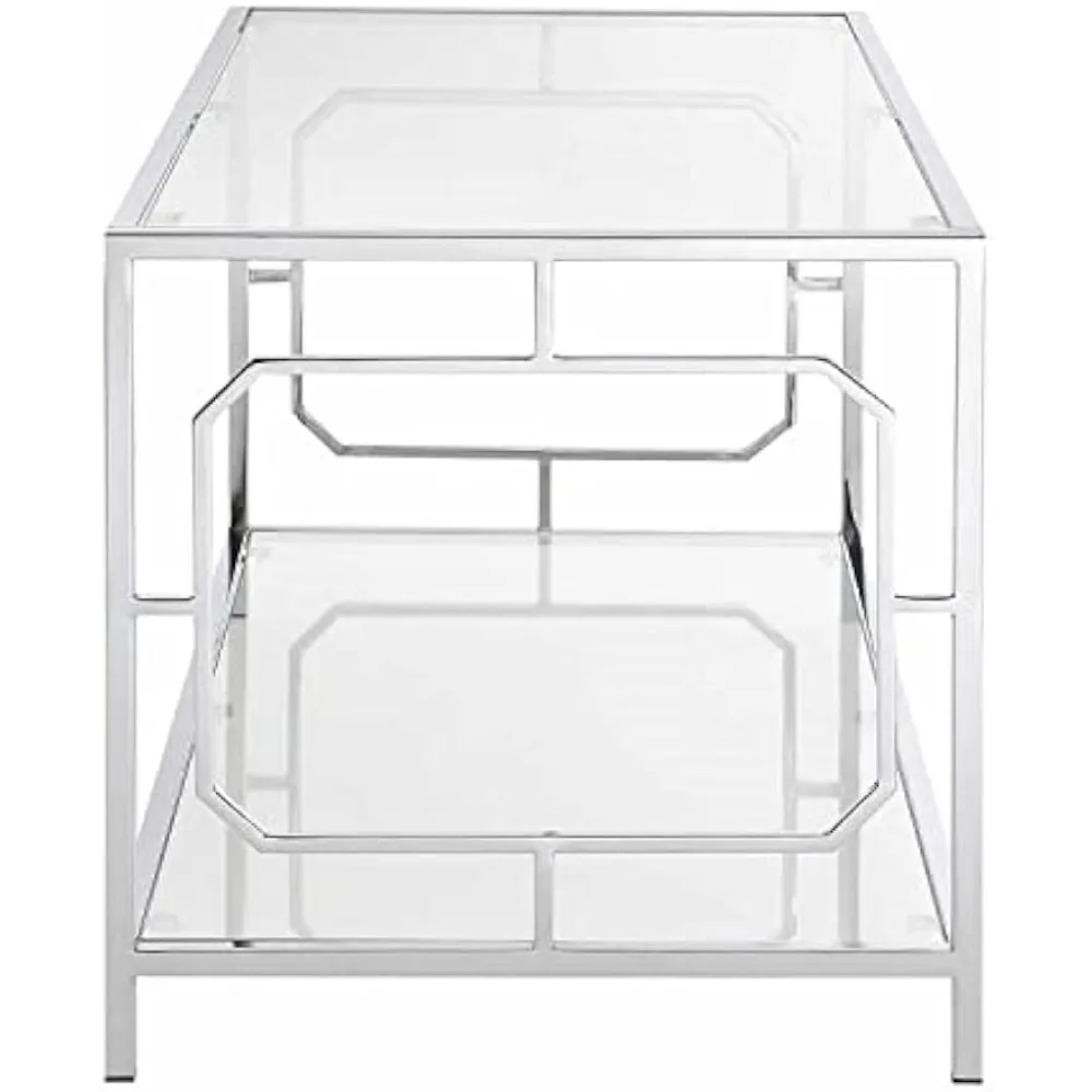 Meja Kopi Omega, Bingkai Kaca Bening/Krom