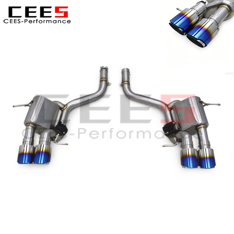 CEES Stainless Steel Exhaust Pipe Plated Blue Tips for Maserati Gran Turismo GT 4.2 4.7 Tuning Rear Axle Exhaust Valve Exhaust