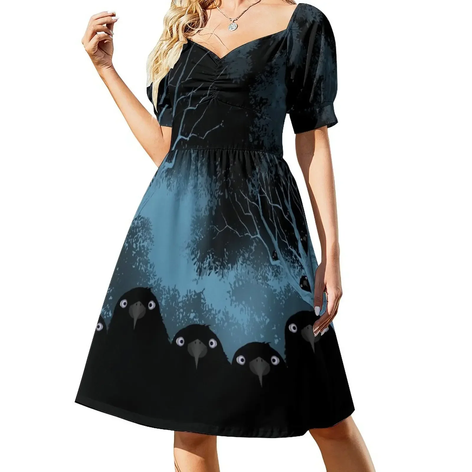 

Eating Crow Short-Sleeved Dress prom clothes party dresses women dress women summer dress for women
