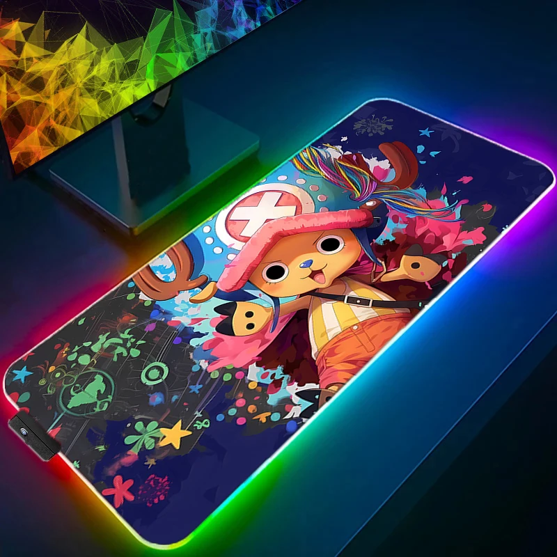 

RGB LED Mouse Pad Laptop Keyboard Pad One Piece Tony Tony Chopper Non-Slip Tablet Pad PC Accessories HD Mousepad Gaming Desk Mat
