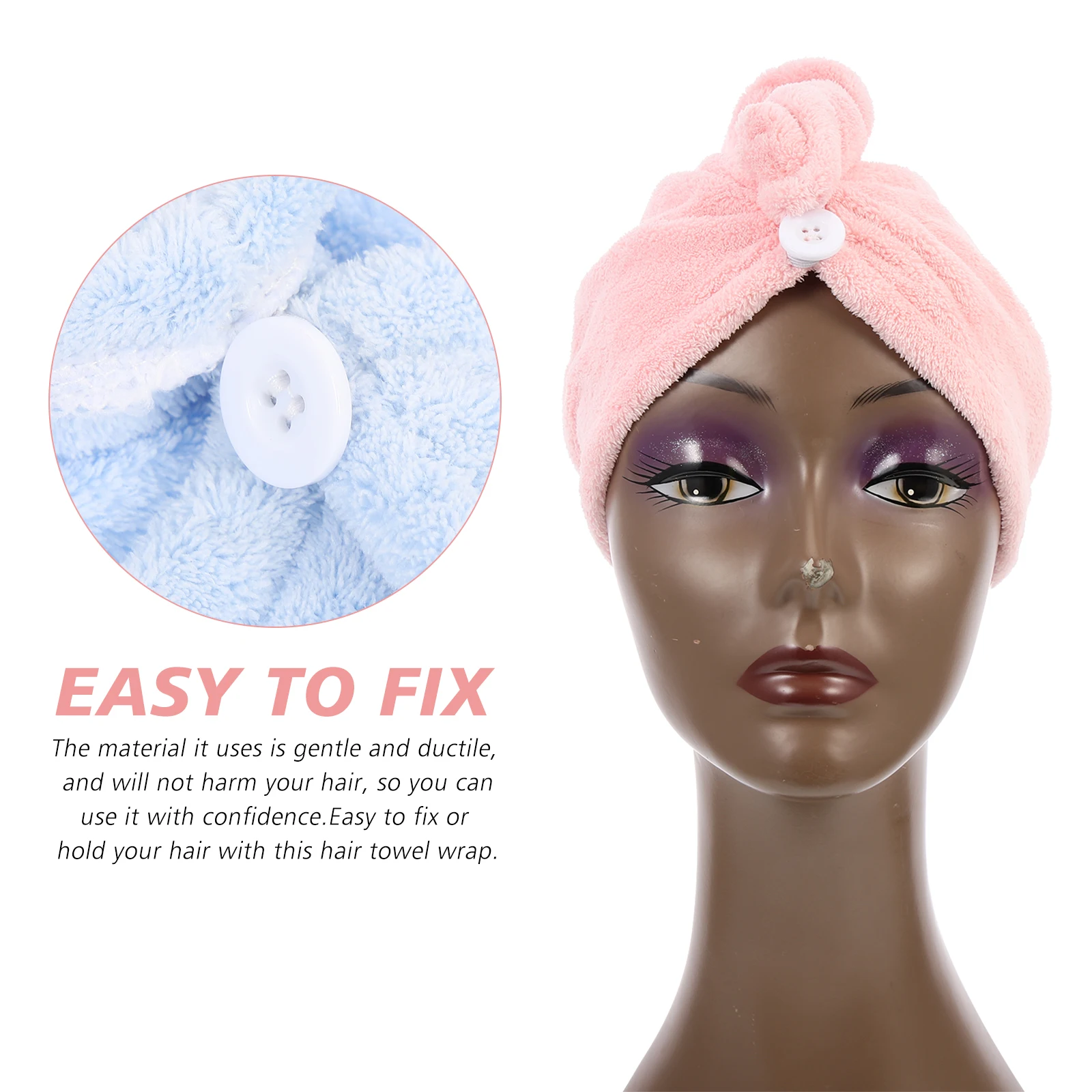 

3 Pcs Hair Towel Dryer Turban Cap Wrap for Wet Wraps Women Rapid Drying Girls Towels