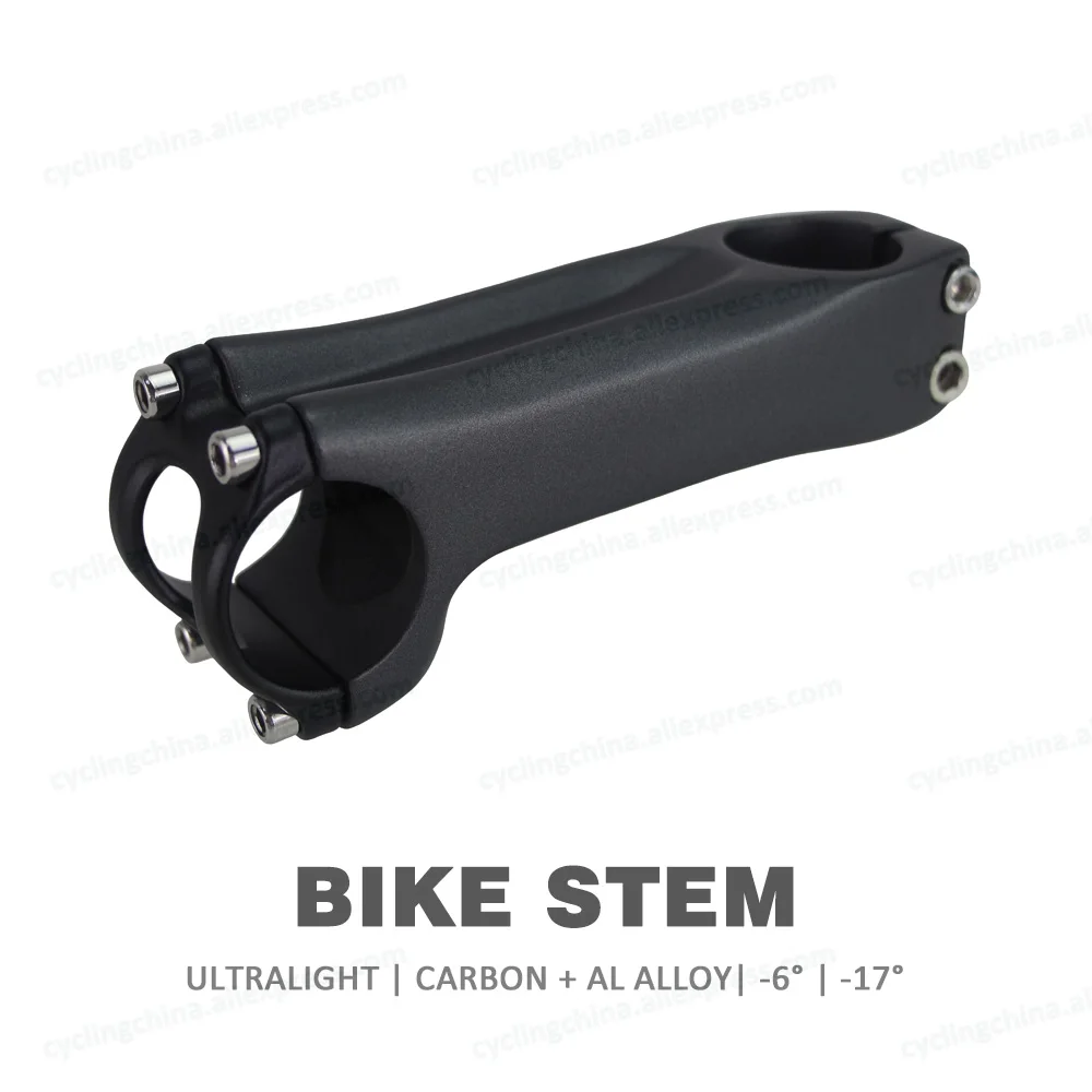 

NoLogo Carbon Body+Aluminum Alloy Clamp Bike Stem Negative 6/17 Degree Ultralight Mountain/Road Bike Stem 70-130mm Bicycle Parts