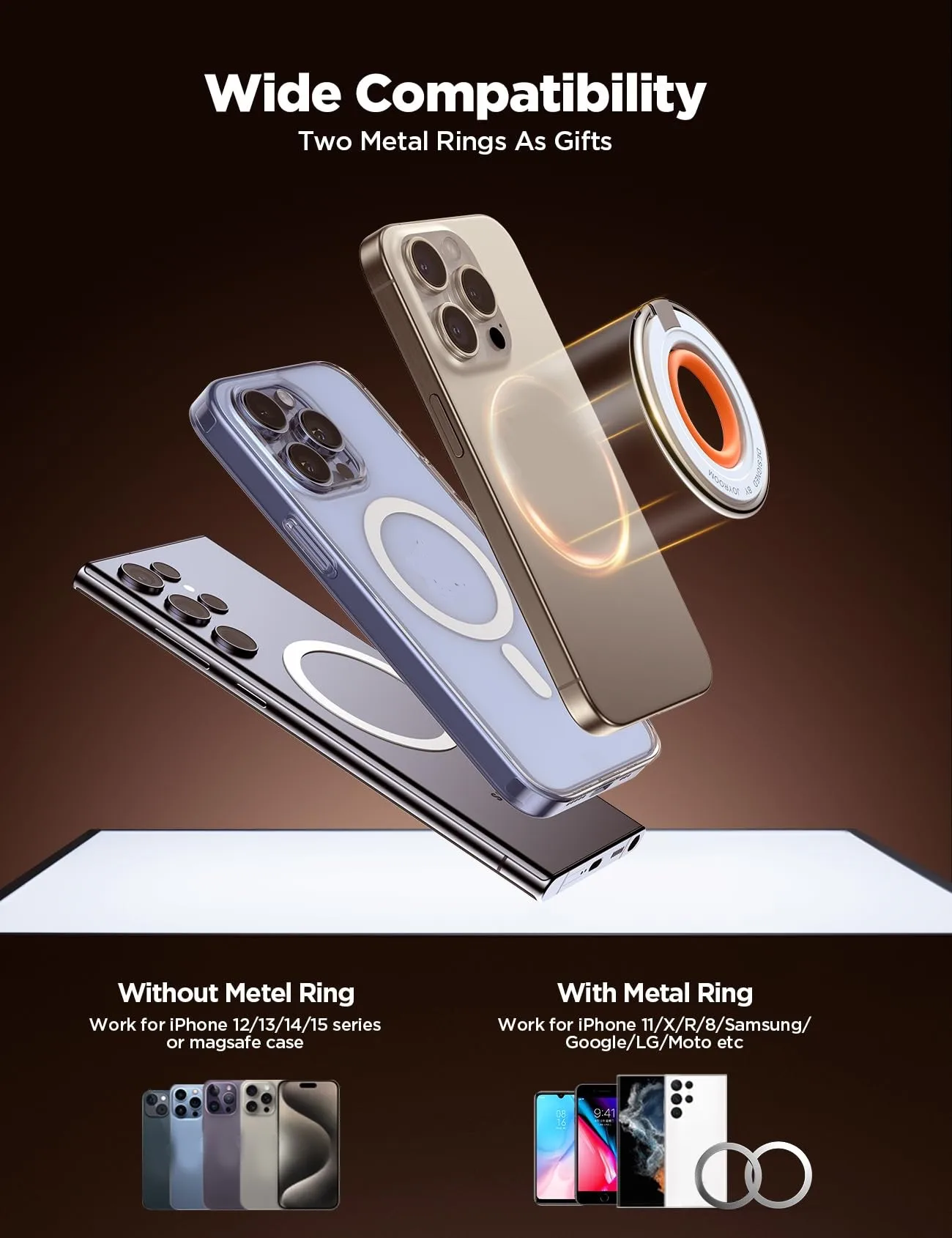 สำหรับ MagSafe ที่ยึดจับโทรศัพท์ขาตั้งห่วงยึดโทรศัพท์แม่เหล็กสำหรับ MagSafe แหวนโทรศัพท์กล้องสแน็ปสำหรับ iPhone 15 14 13