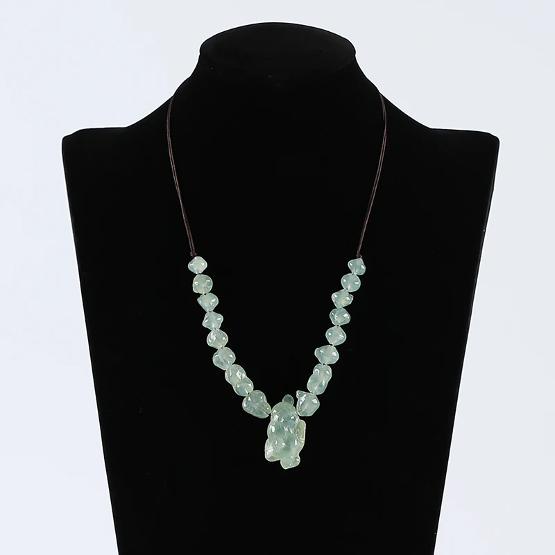 Natural Irregular Prehnite Necklace Stone Beaded For Women Gift Gemstones Choker Jewelry  34x18x12mm 32g