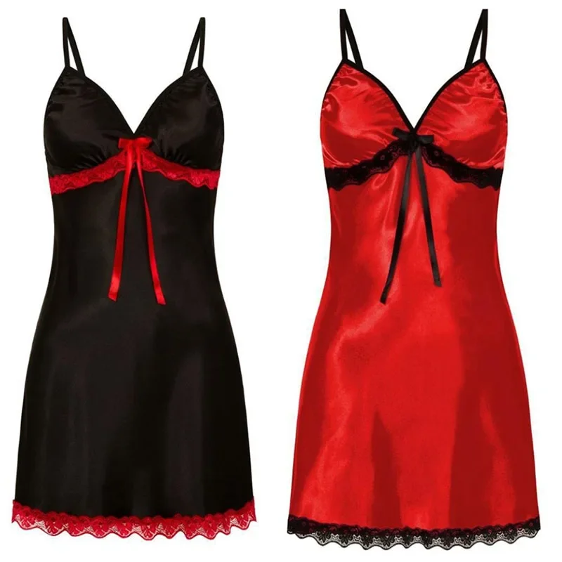 

Women Sexy Sleepwear Solid Silk Satin Nightwear Slip Dress Sleeveless Pajamas Nightgown Plus Size Ladies Nightwear Comforta