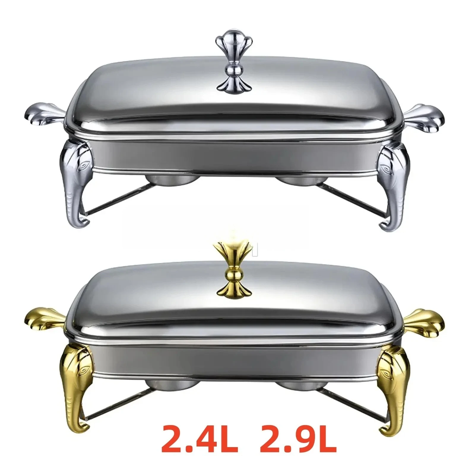 2.4L 2.9LStainless Steel Buffet Warmer Hot Pot Detachable with Lid Handle Events Kitchen Chafing Dish Buffet Set Serving Dish